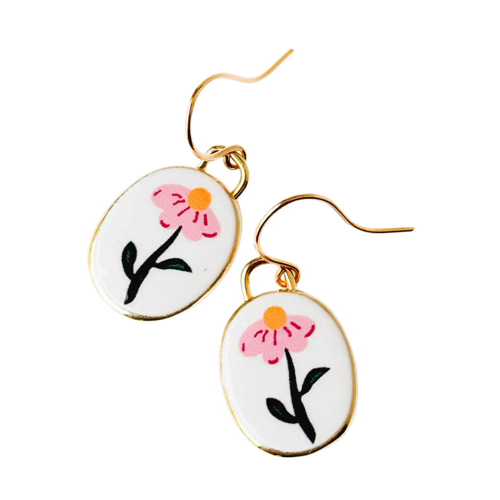 Botanical Folk Art Flower Earrings