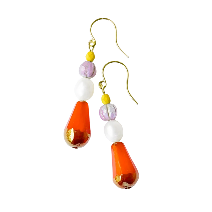 Czech Glass & Freshwater Pearl Drop Earrings