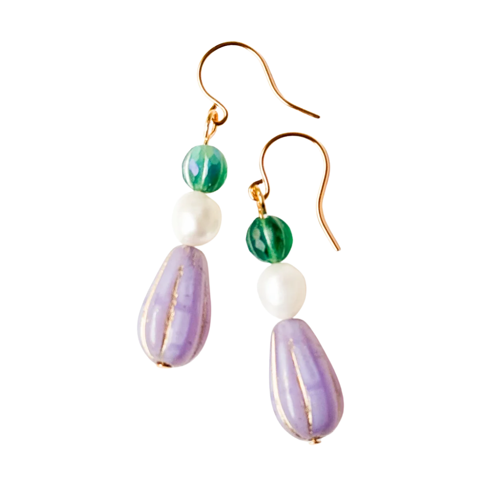 Czech Glass & Freshwater Pearl Drop Earrings