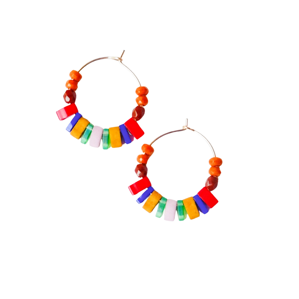 Small Boho Gold Filled Hoops with Miyuki Tila Beads