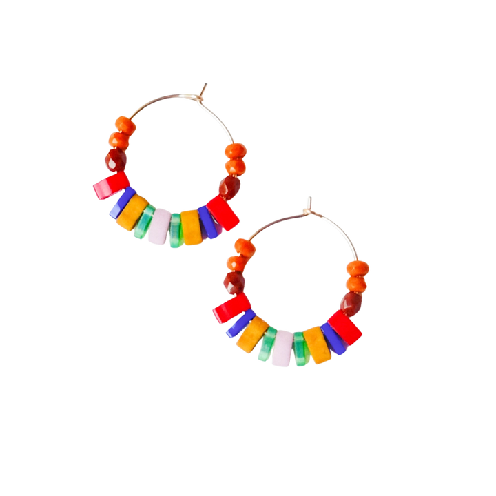 Small Boho Gold Filled Hoops with Miyuki Tila Beads