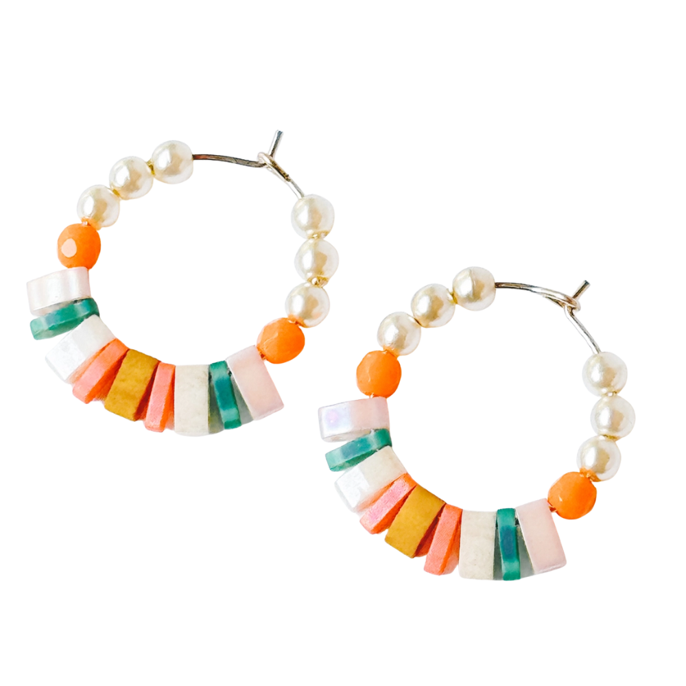 Small Boho Gold Filled Hoops with Miyuki Tila Beads