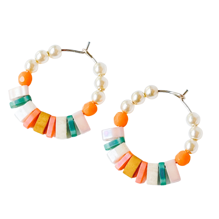 Small Boho Gold Filled Hoops with Miyuki Tila Beads