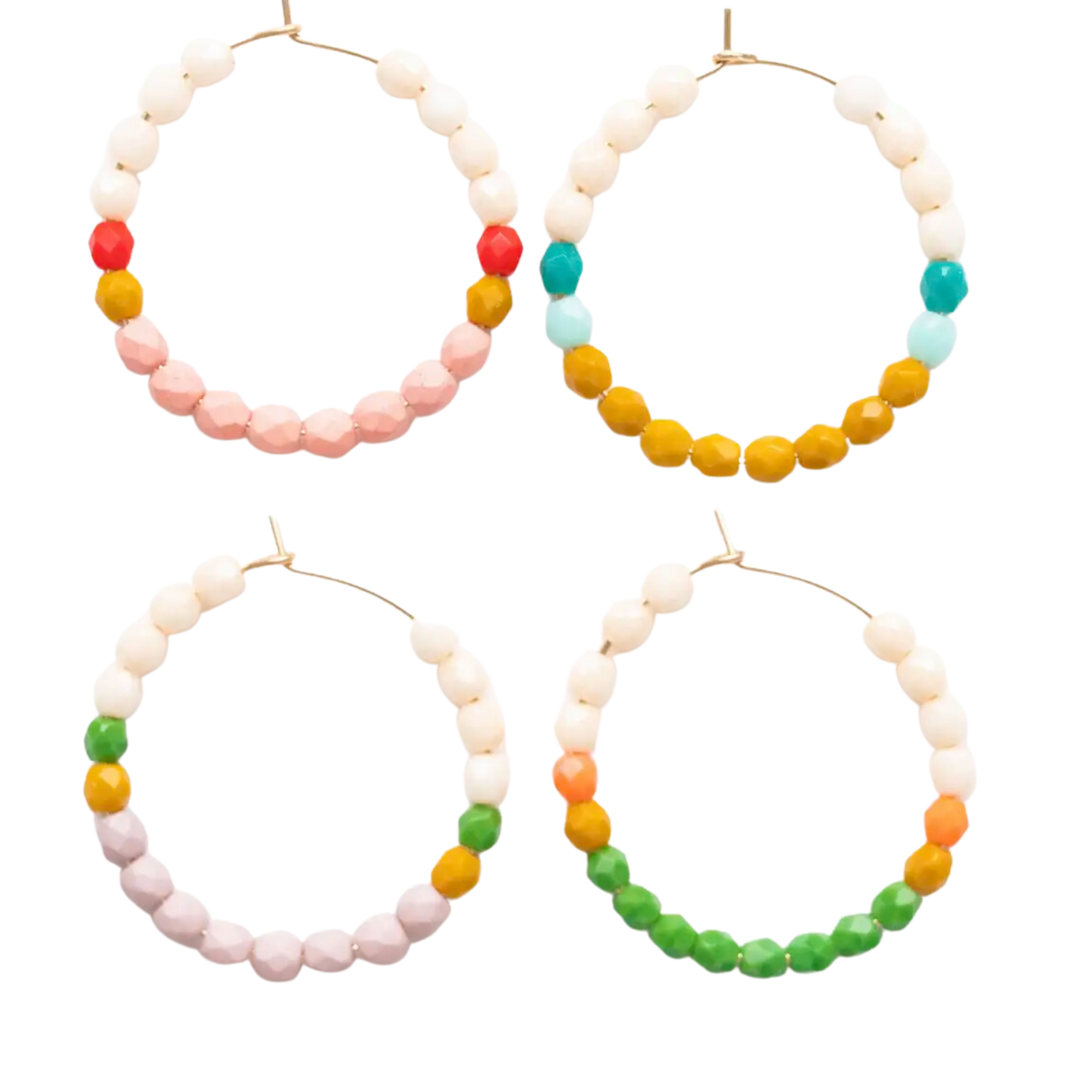 Beaded Gold Filled Hoops