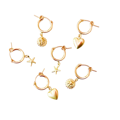 Gold Filled Hoops with Charm