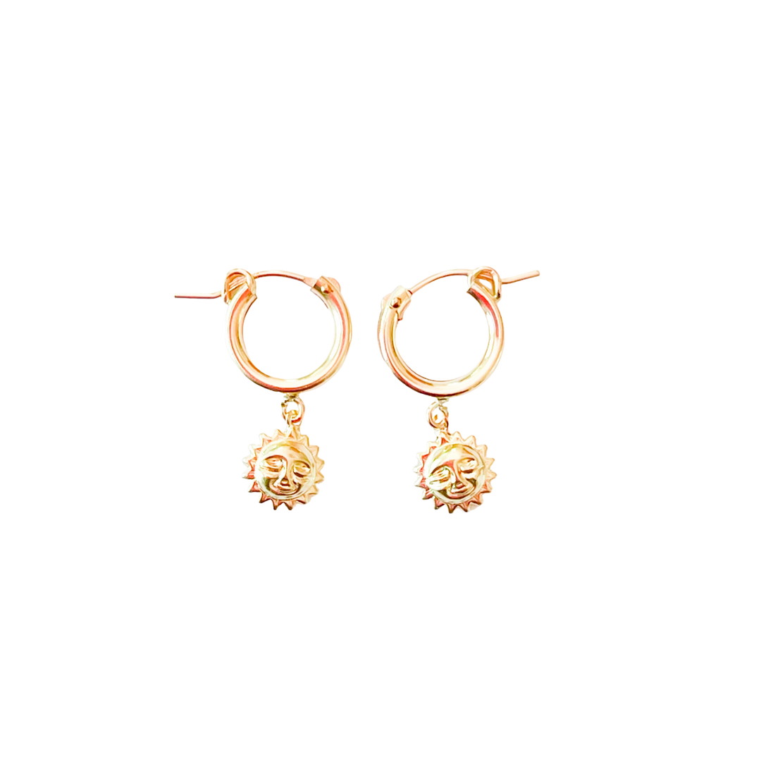 Gold Filled Hoops with Charm