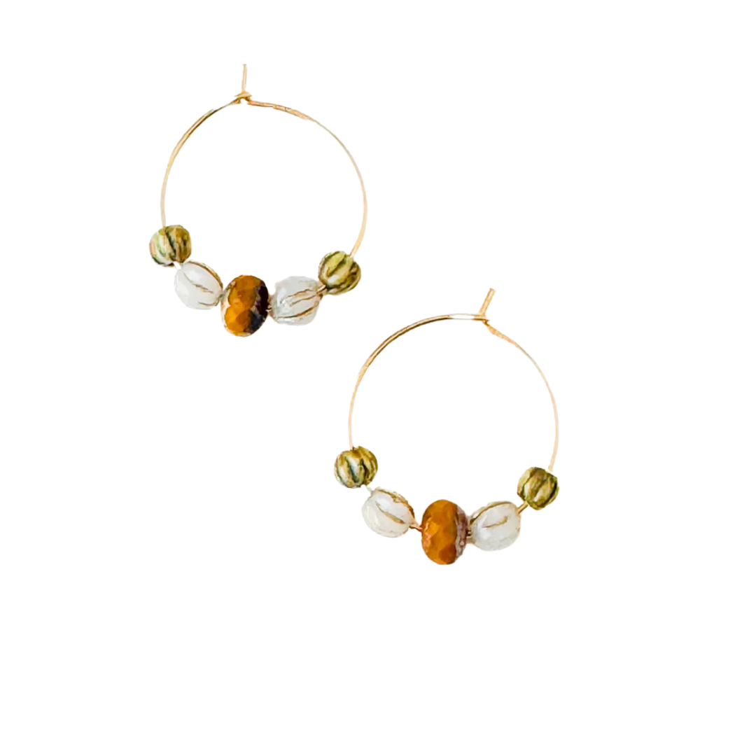 Small Gold-Filled Hoop Earrings with Vibrant Beads