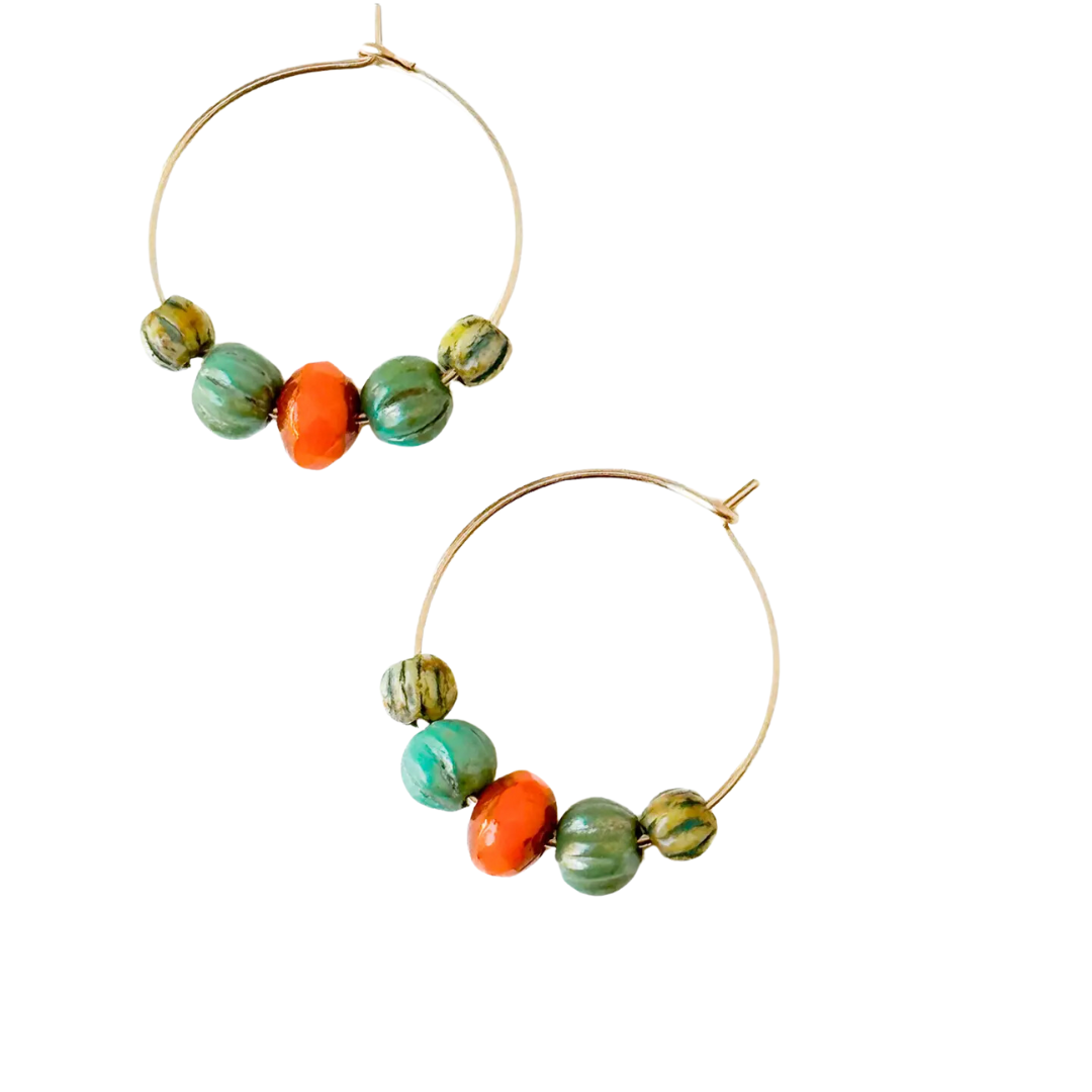 Small Gold-Filled Hoop Earrings with Vibrant Beads