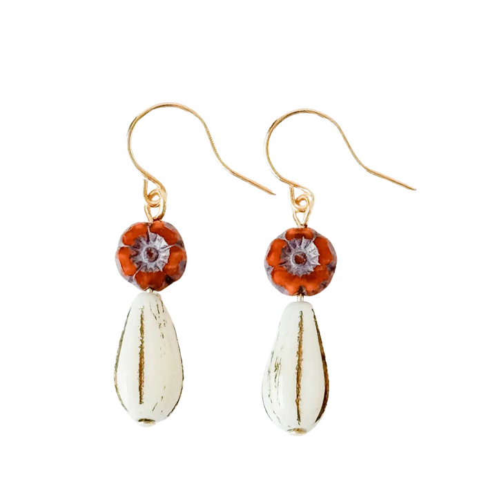 Tiny Flower and Bead Earrings