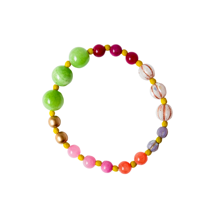 Handmade Artisan Mixed-Size Glass Bead Stretch Bracelet