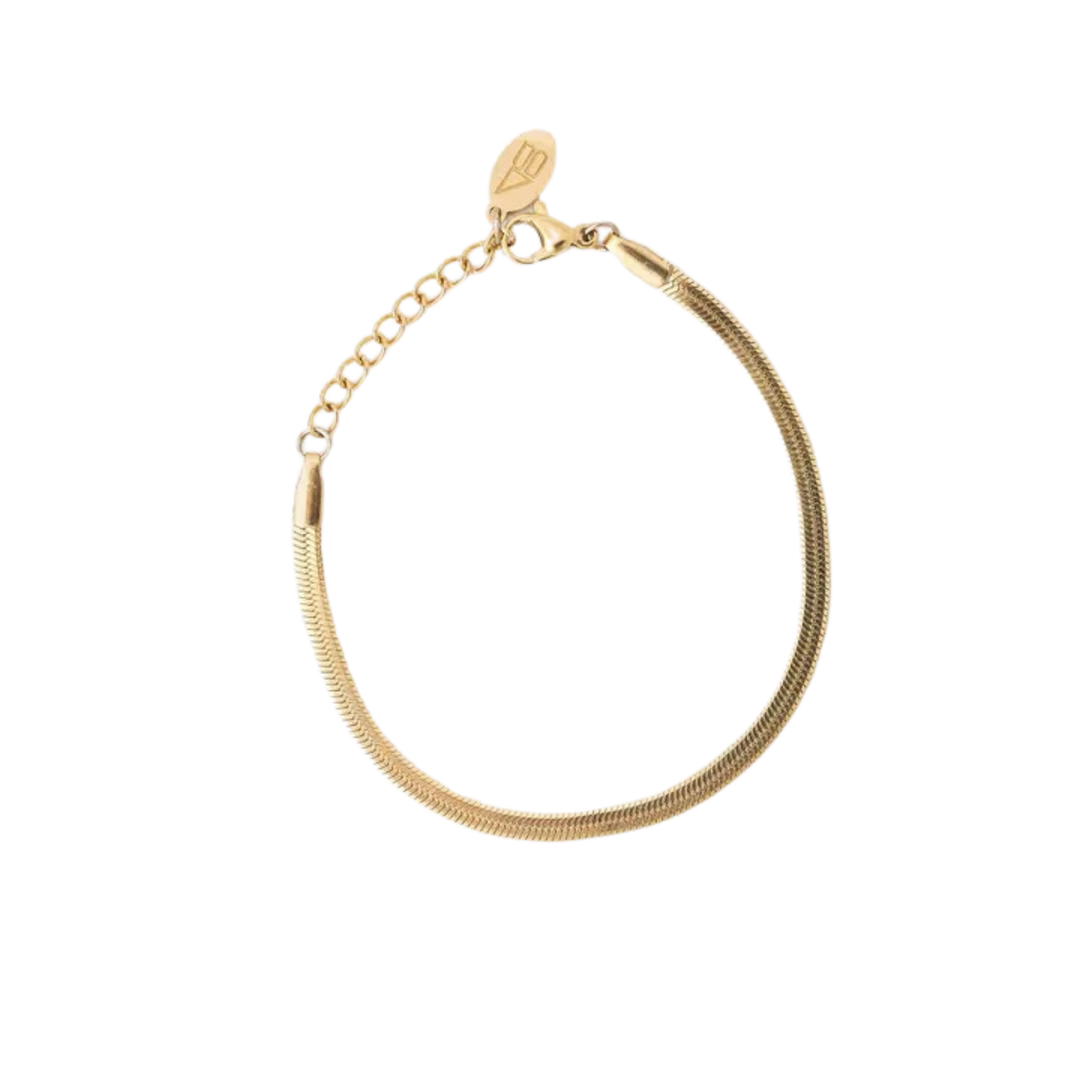 Gold Stainless Steel Herringbone Bracelet