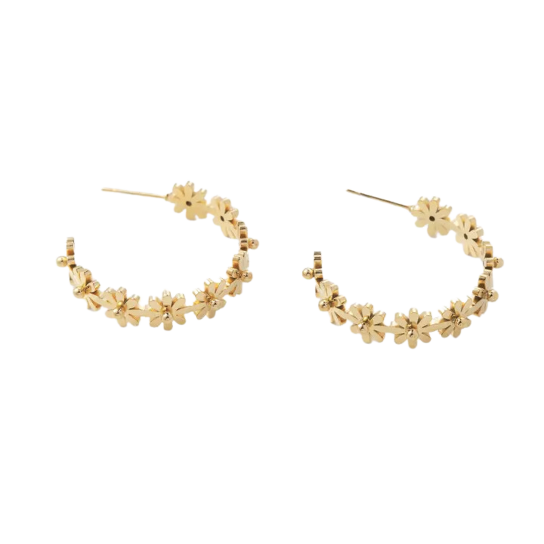Carly Daisy Stainless Steel Hoops