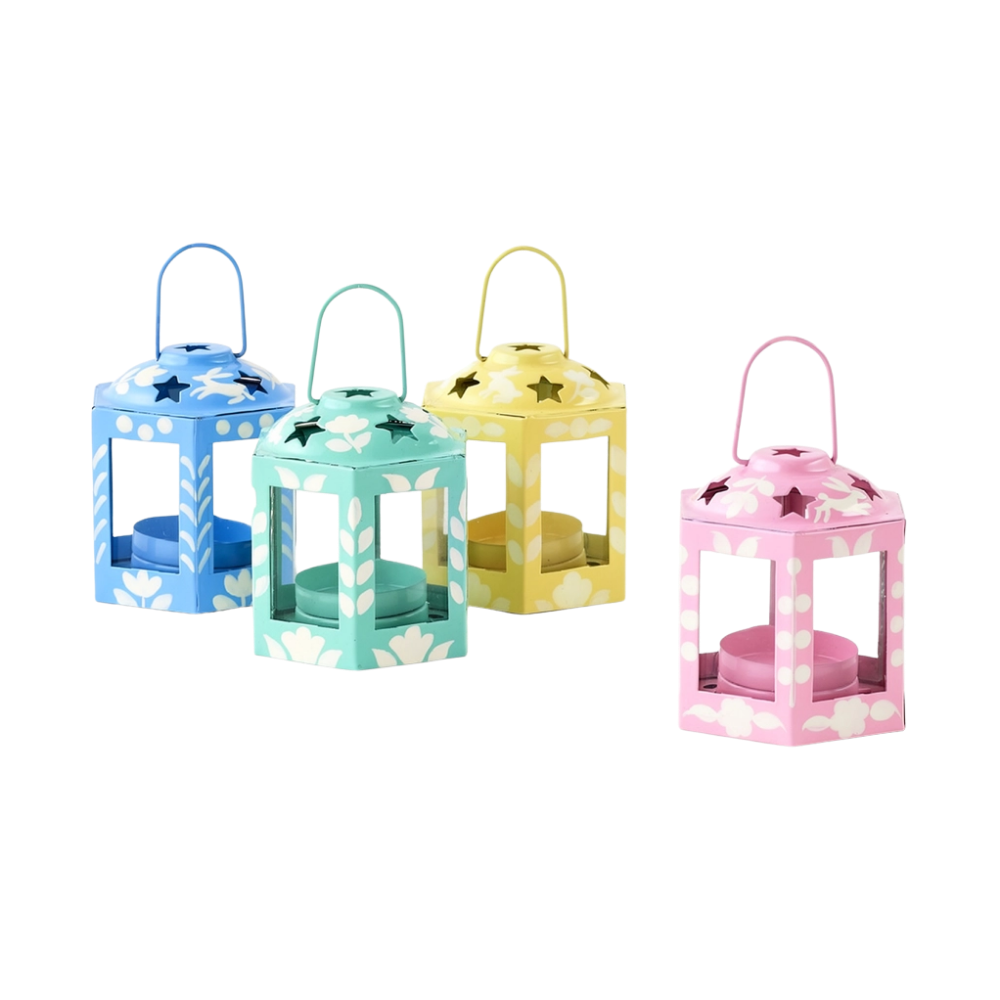 Hand Painted Enameled Tealight Lantern