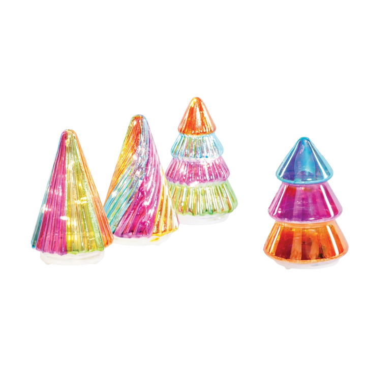 Lit Rainbow Glitter Glass Christmas Tree (Assorted)