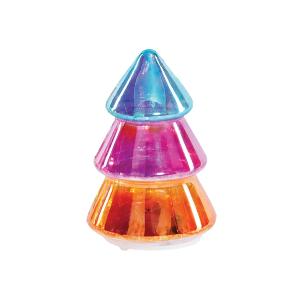 Lit Rainbow Glitter Glass Christmas Tree (Assorted)