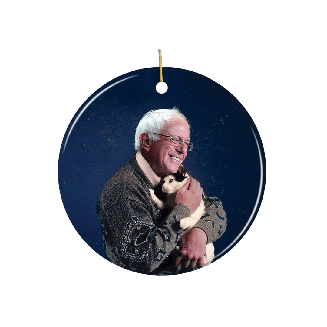 Bernie Holding a Cat Ornament
