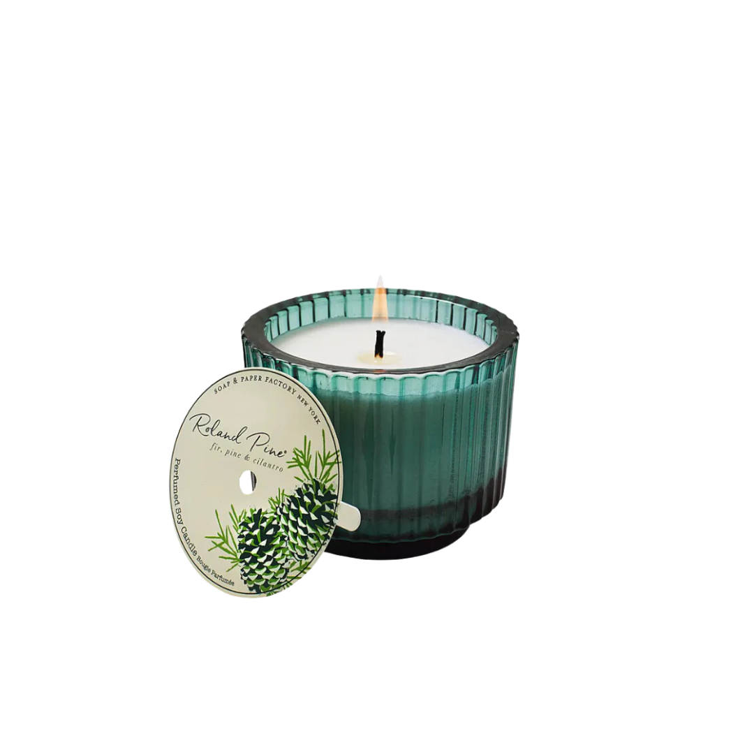 Roland Pine 6 oz Forest Green Ribbed Glass Candle