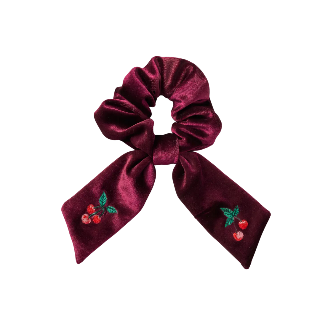 Cherries Embroidered Scrunchie