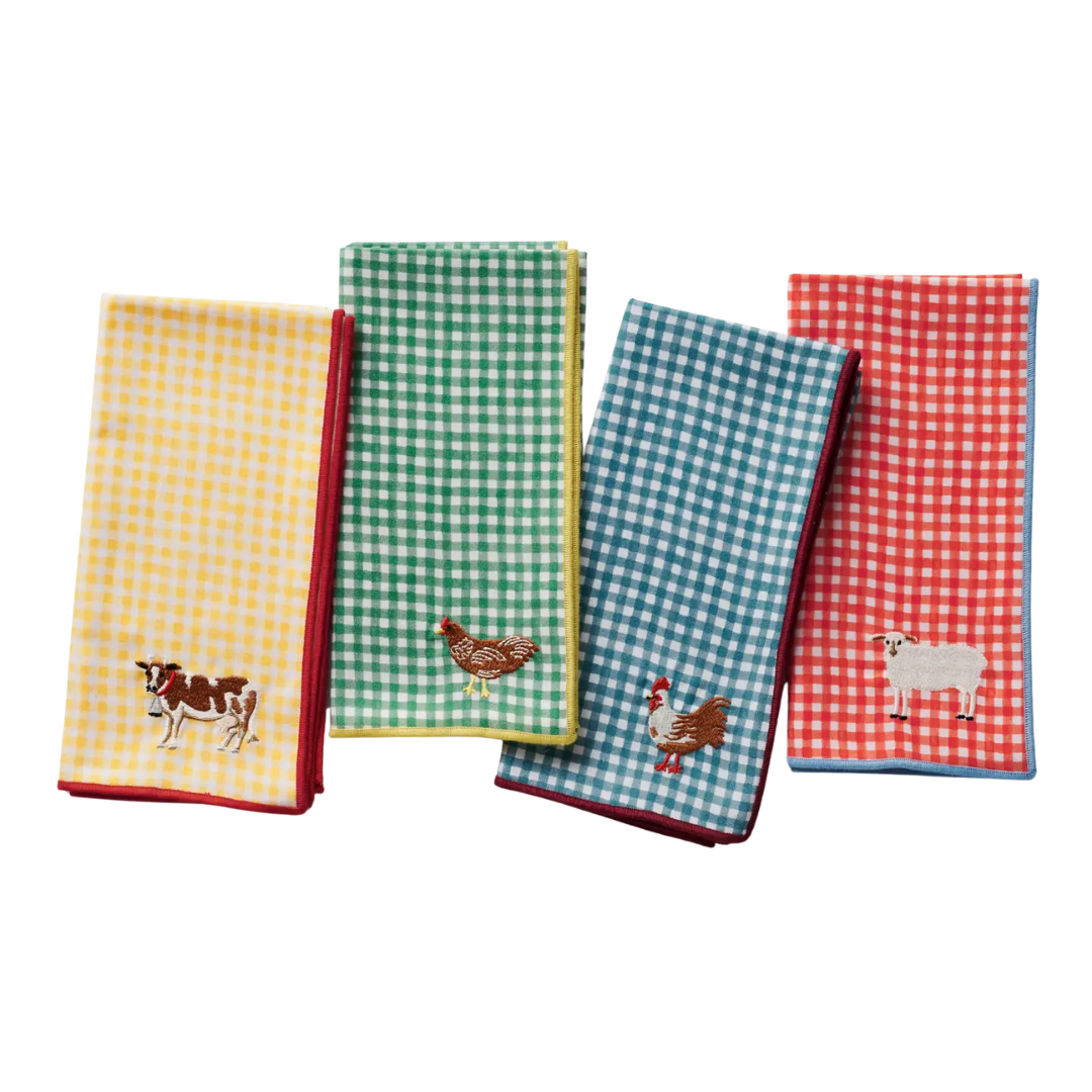 Home Sweet Home Embroidered Cotton Napkins (Set of 4)