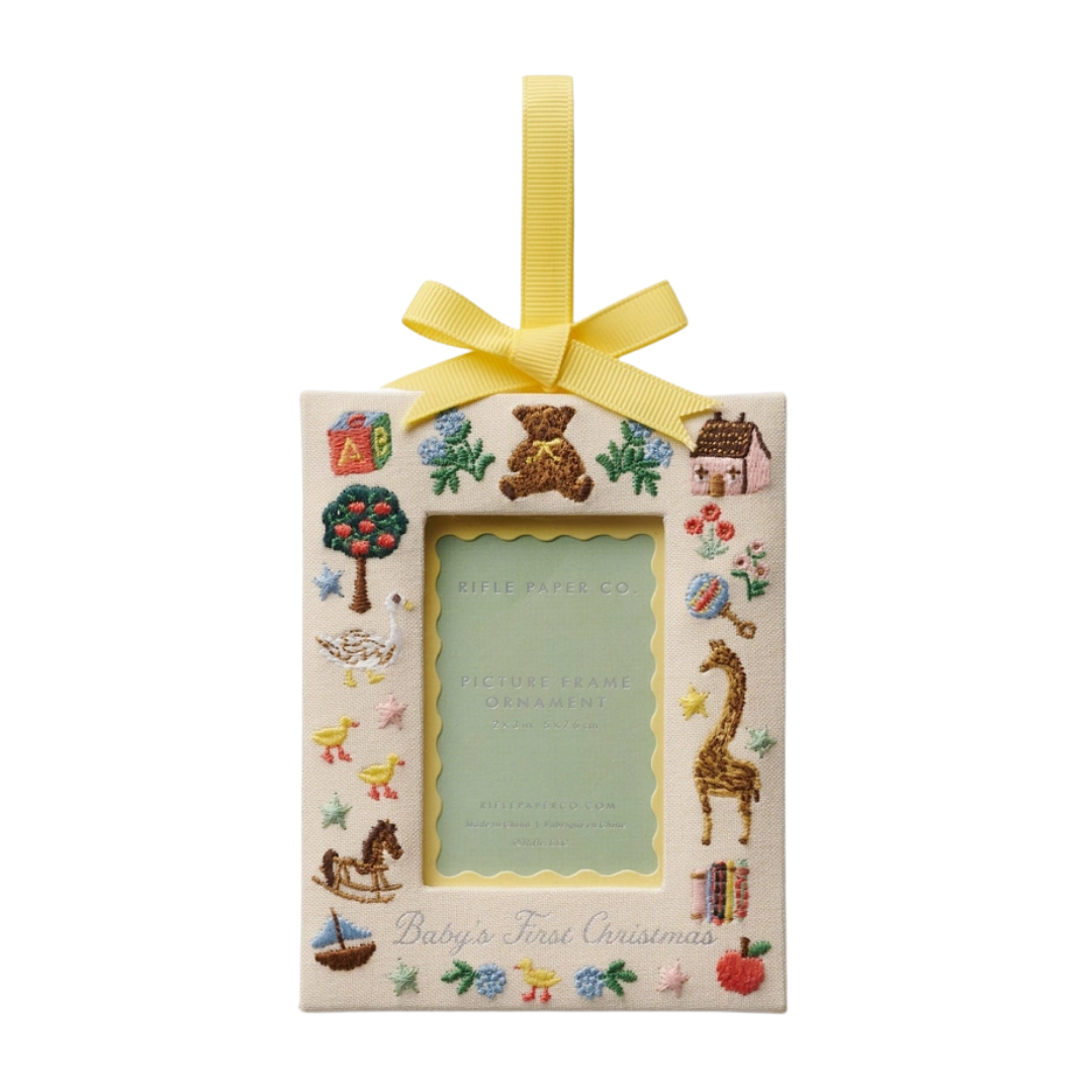 Baby's First Christmas Embroidered Picture Frame Ornament