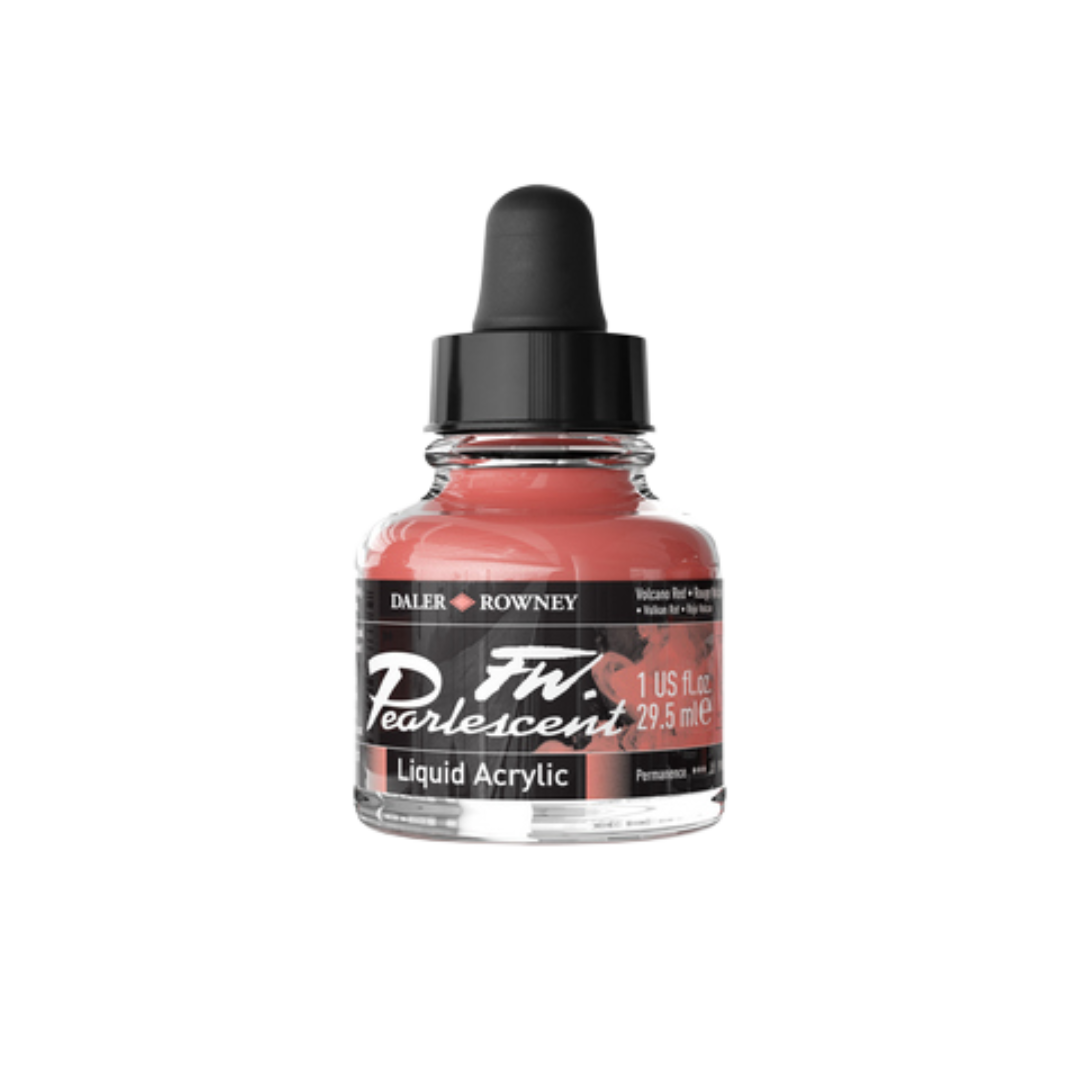 FW Pearlescent Liquid Acrylic Ink 1oz - Volcano Red