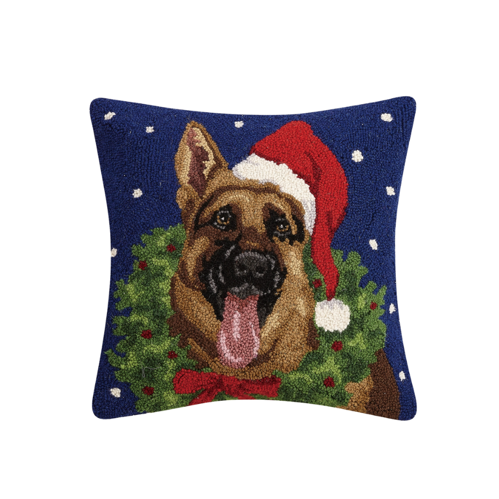 German Shepherd with Wreath Hook Pillow