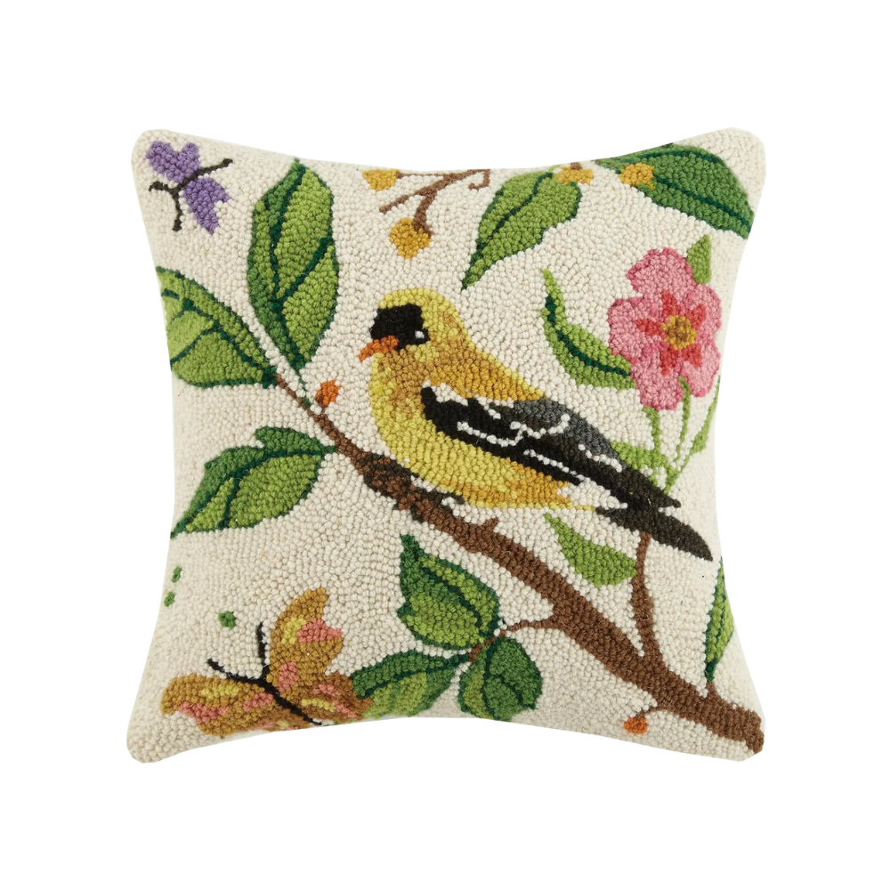 Goldfinch Hook Pillow - Sally Eckman Roberts