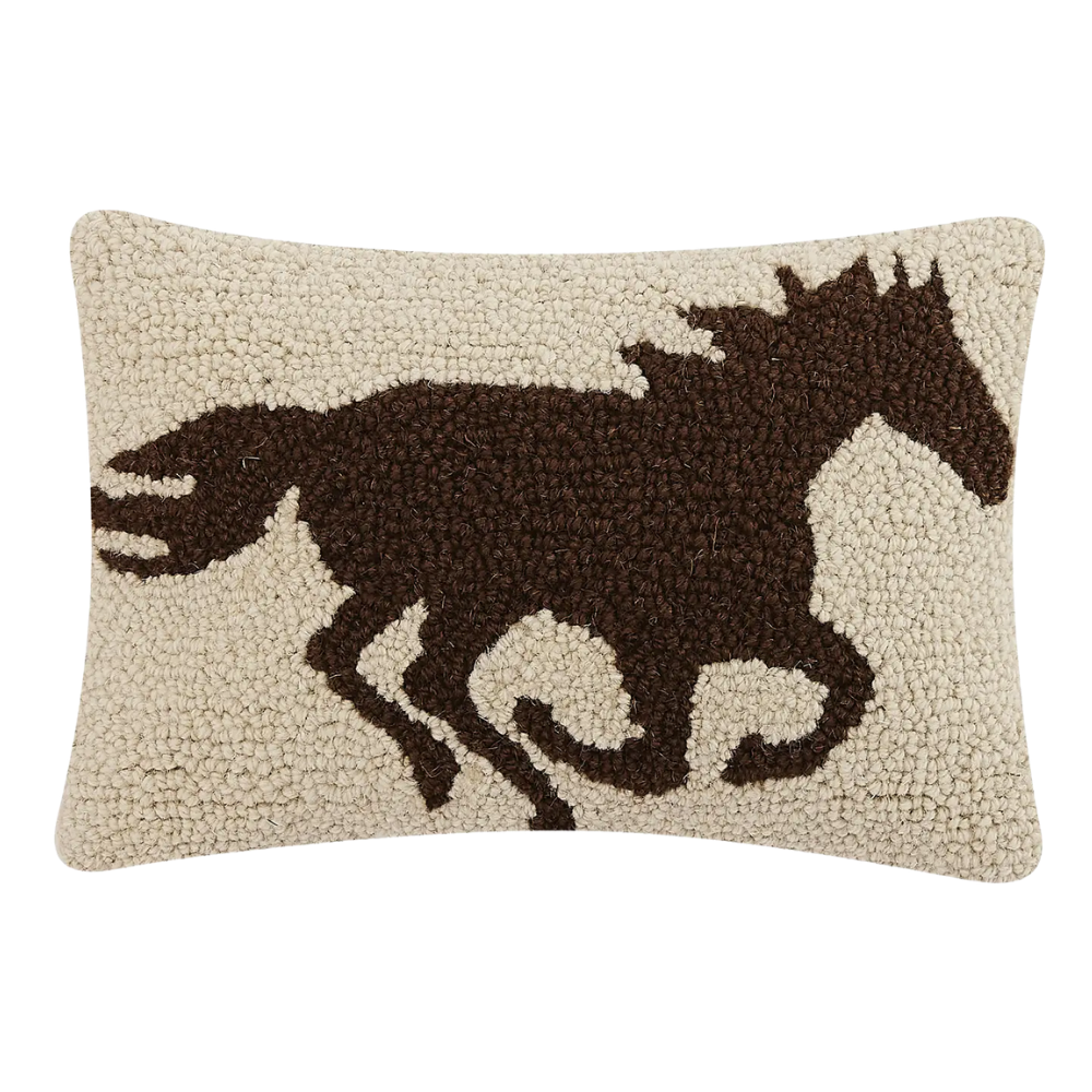 Racehorse Brown Silhouette Hook Pillow