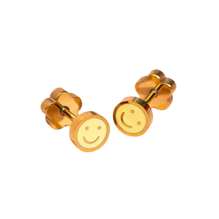 Tiny Yellow Smiley Earrings