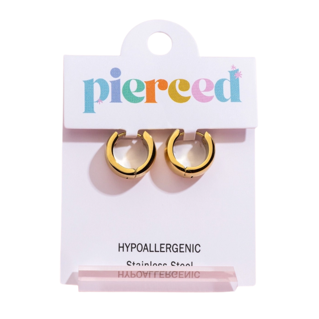 Chunky Brushed Gold Huggies