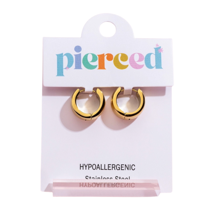 Chunky Brushed Gold Huggies