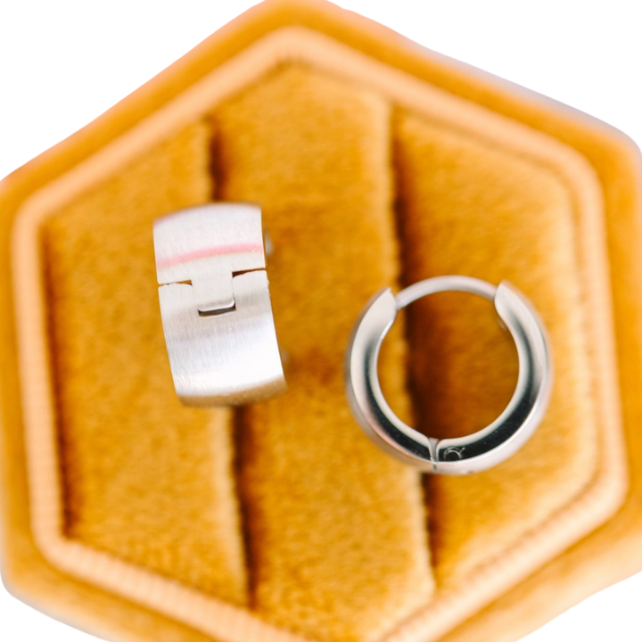Chunky Brushed Silver Huggies