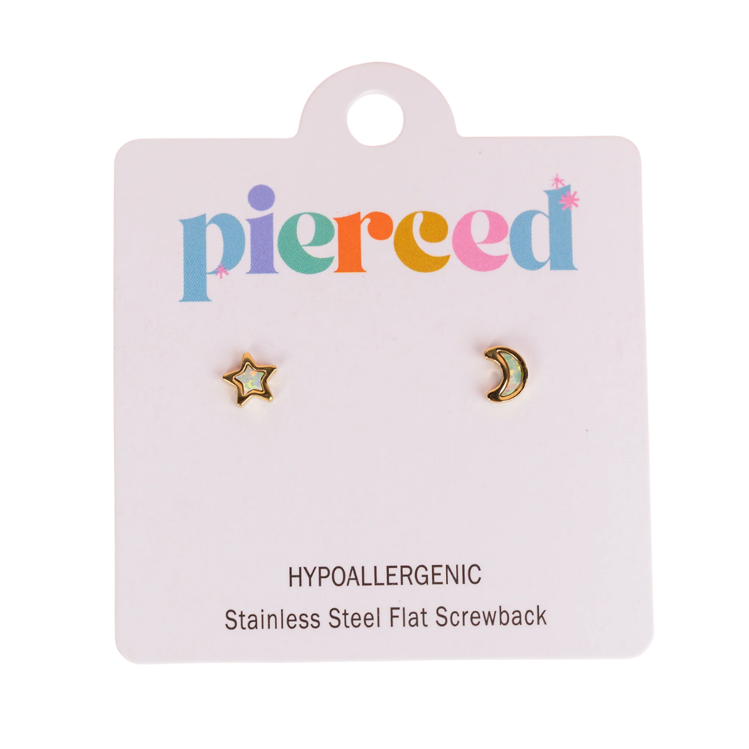 Moon and Star Opal Earrings
