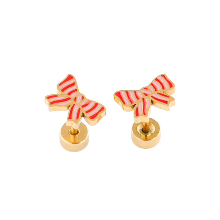 Striped Bow Earrings