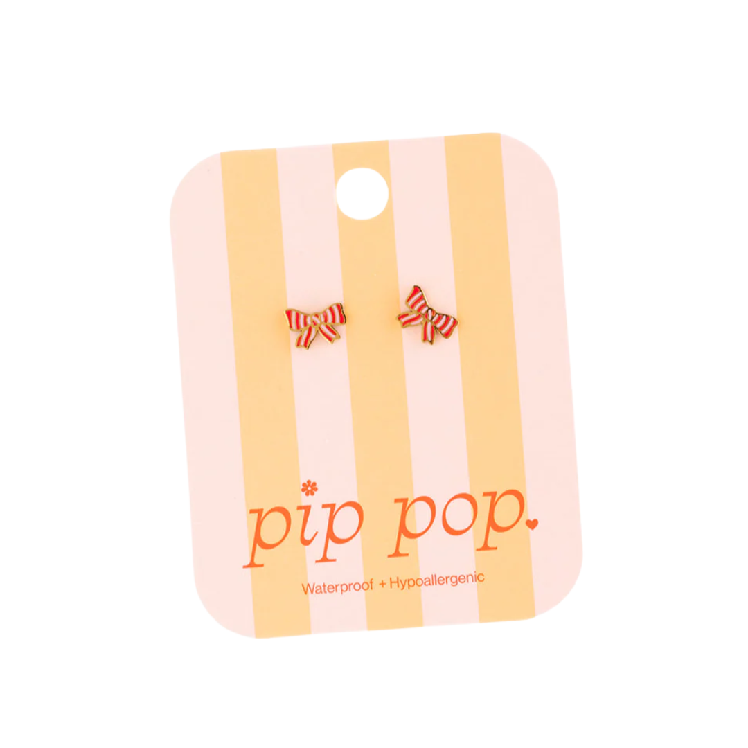 Striped Bow Earrings