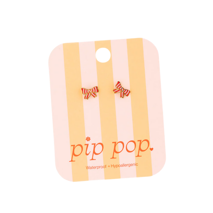 Striped Bow Earrings