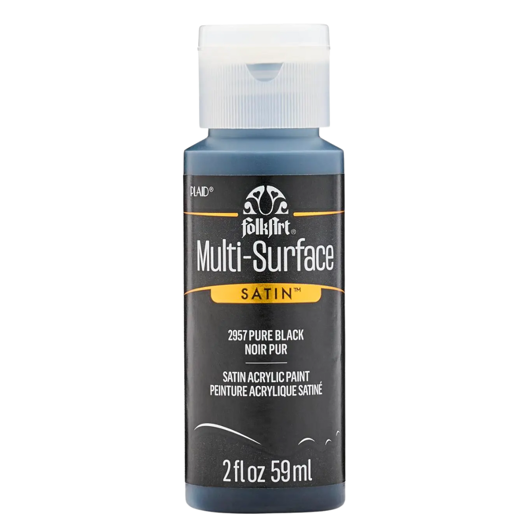FolkArt Multi-Surface Satin Acrylic Paint 2 oz -  Pure Black