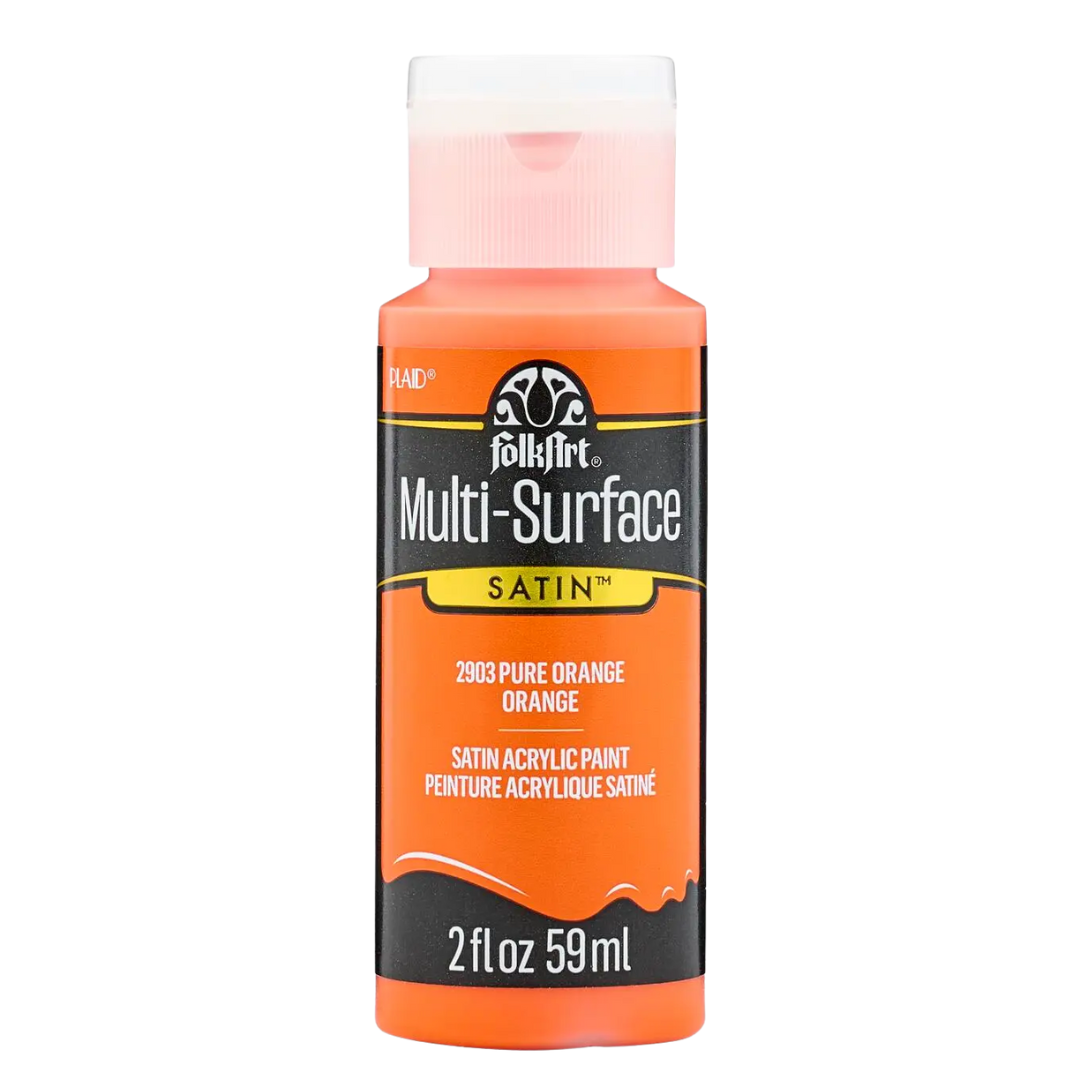 FolkArt Multi-Surface Satin Acrylic Paint 2 oz -  Pure Orange