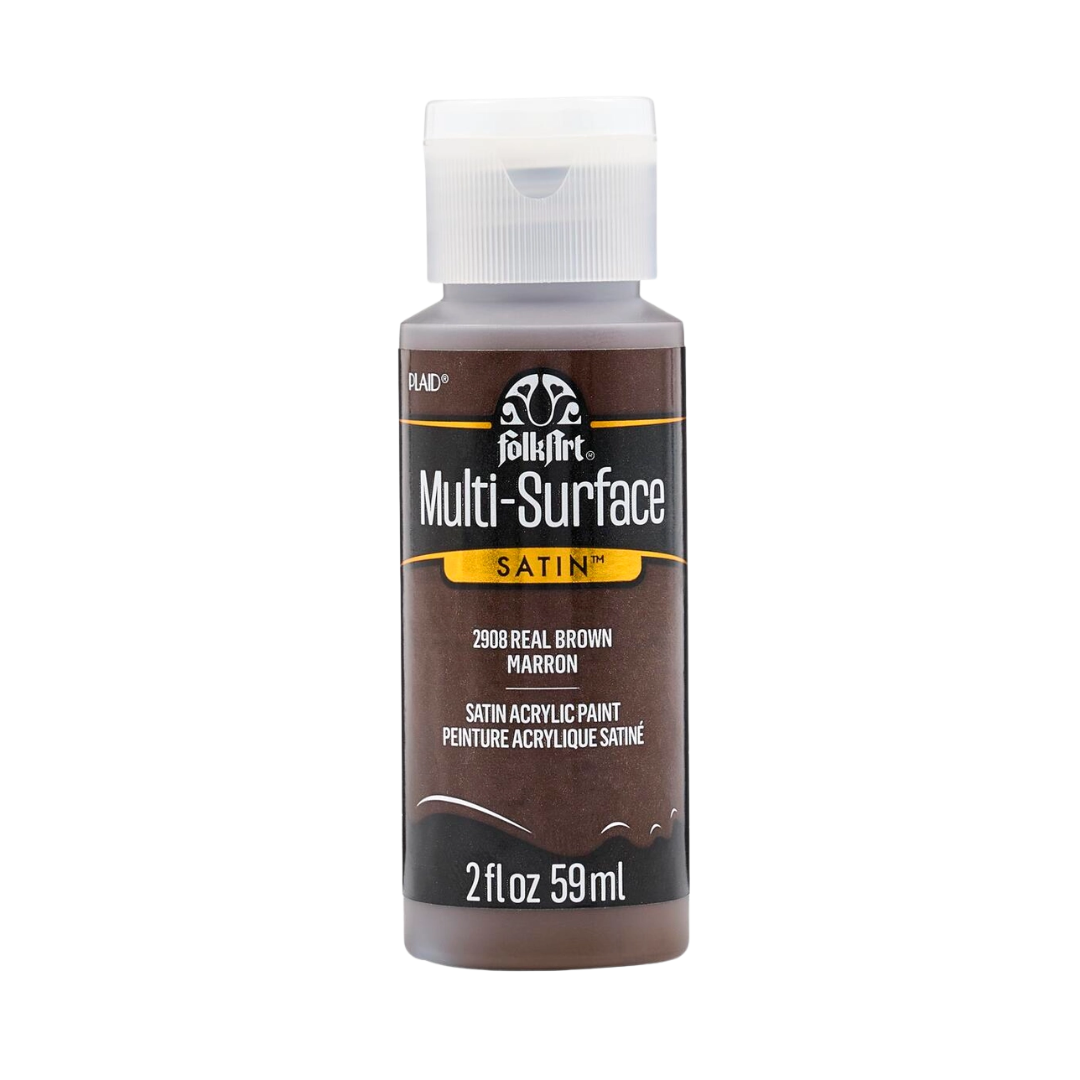 FolkArt Multi-Surface Satin Acrylic Paint 2 oz -  Real Brown