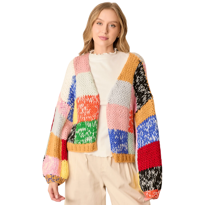 Colorblock Cardigan Sweater - Rainbow
