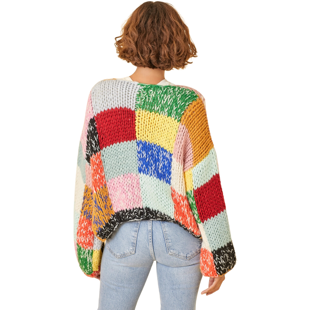 Colorblock Cardigan Sweater - Rainbow