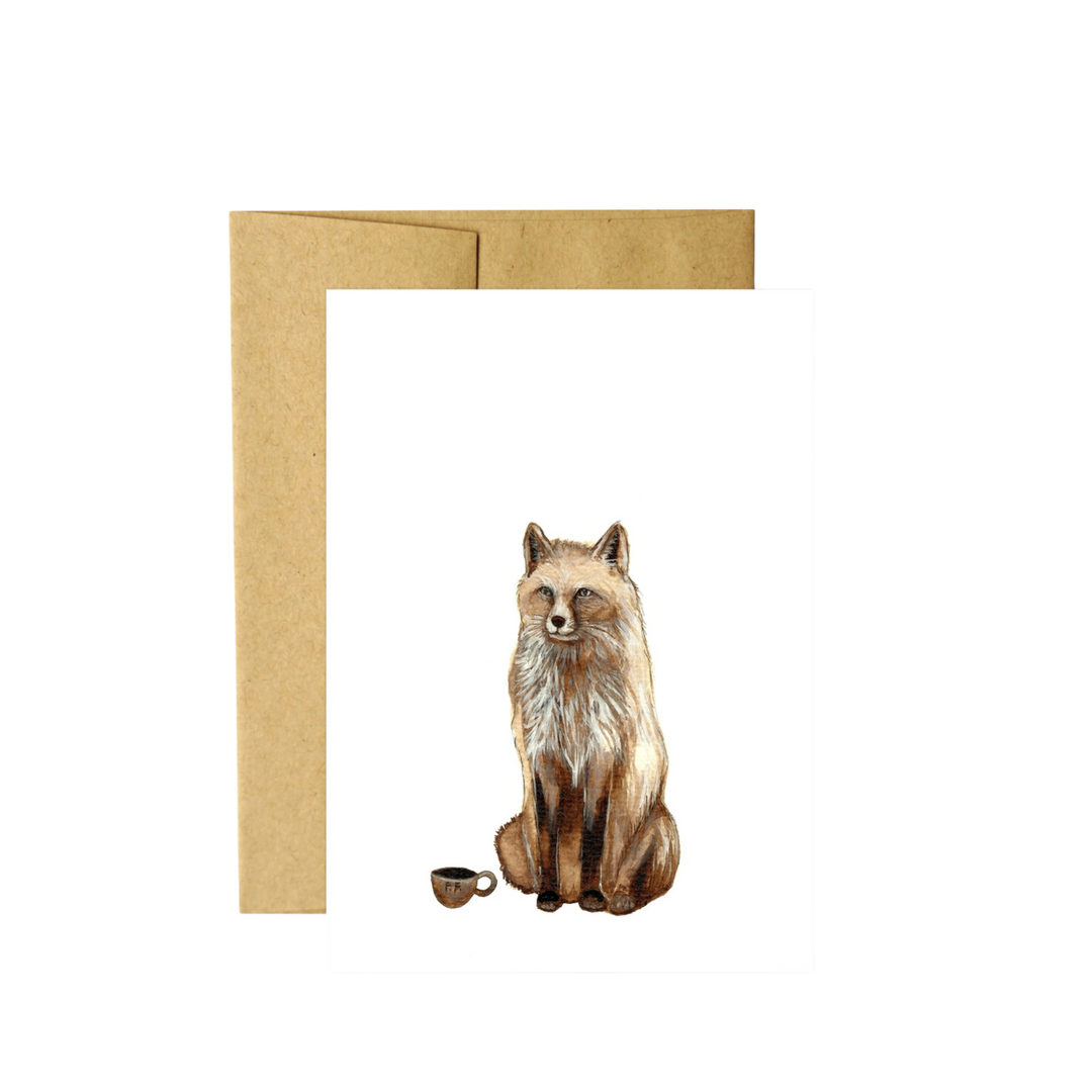 Critters and Cups: Finnegan Fox - Greeting Card