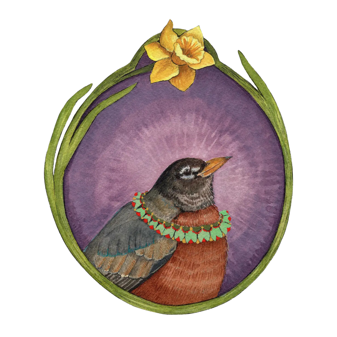 Floral Flight Crew: Robin of Daffodils 8"x10" Print