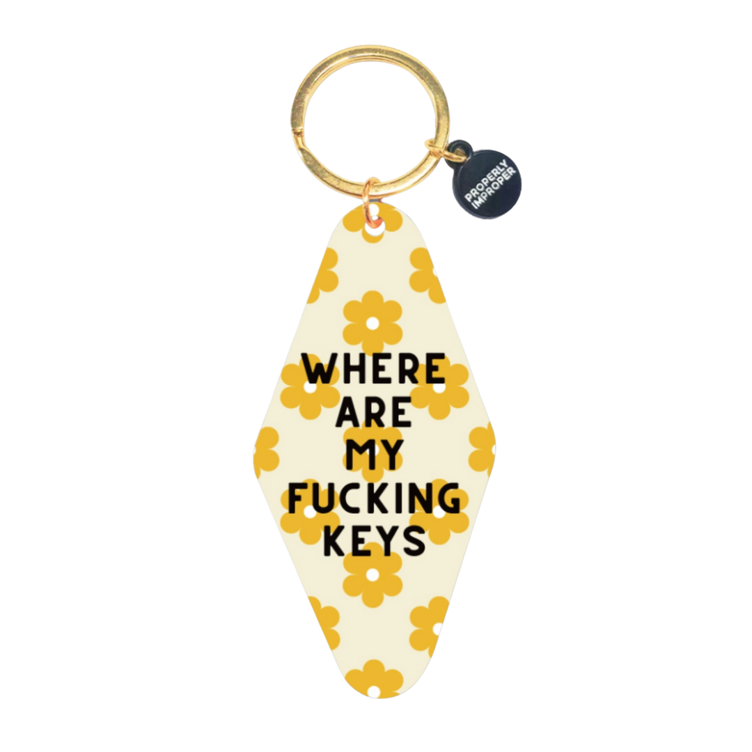 Where Are My Fucking Keys - Floral Printed Keychain