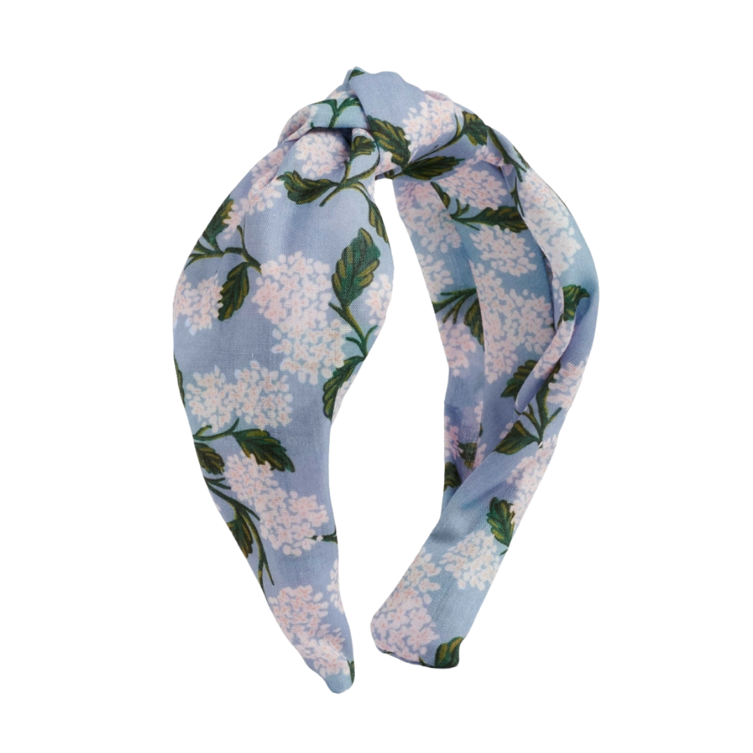 Blue Hydrangea Knotted Headband