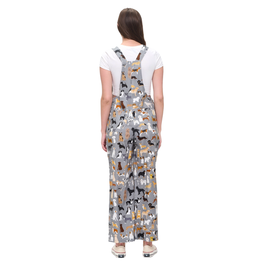 Different Breed Dogs Print Overalls