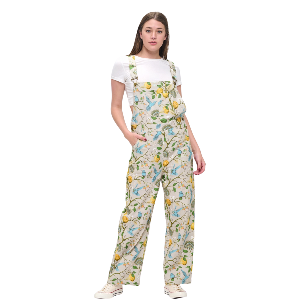 Lemon Blossoms and Humming Bird Print Overalls