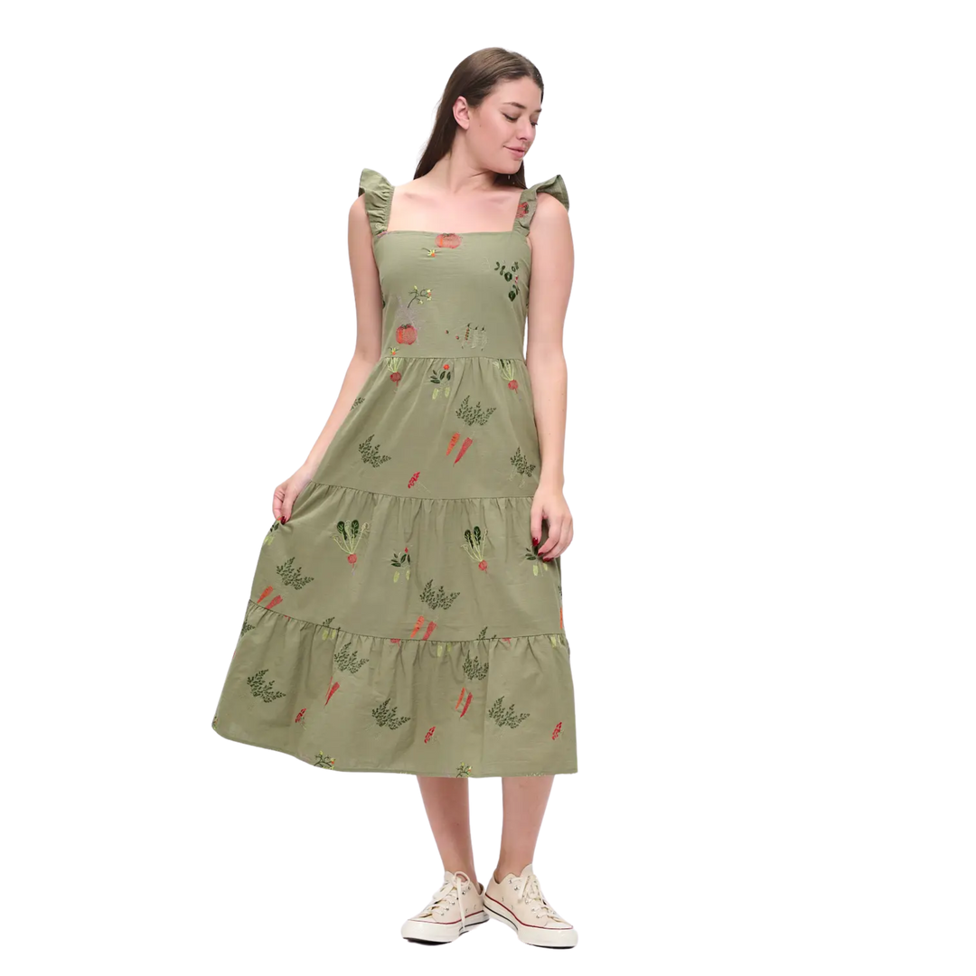 Veggie Garden Embroidered Dress Green Golden Hour Gift Co Veggie Garden Embroidered Dress Green Golden Hour Gift Co