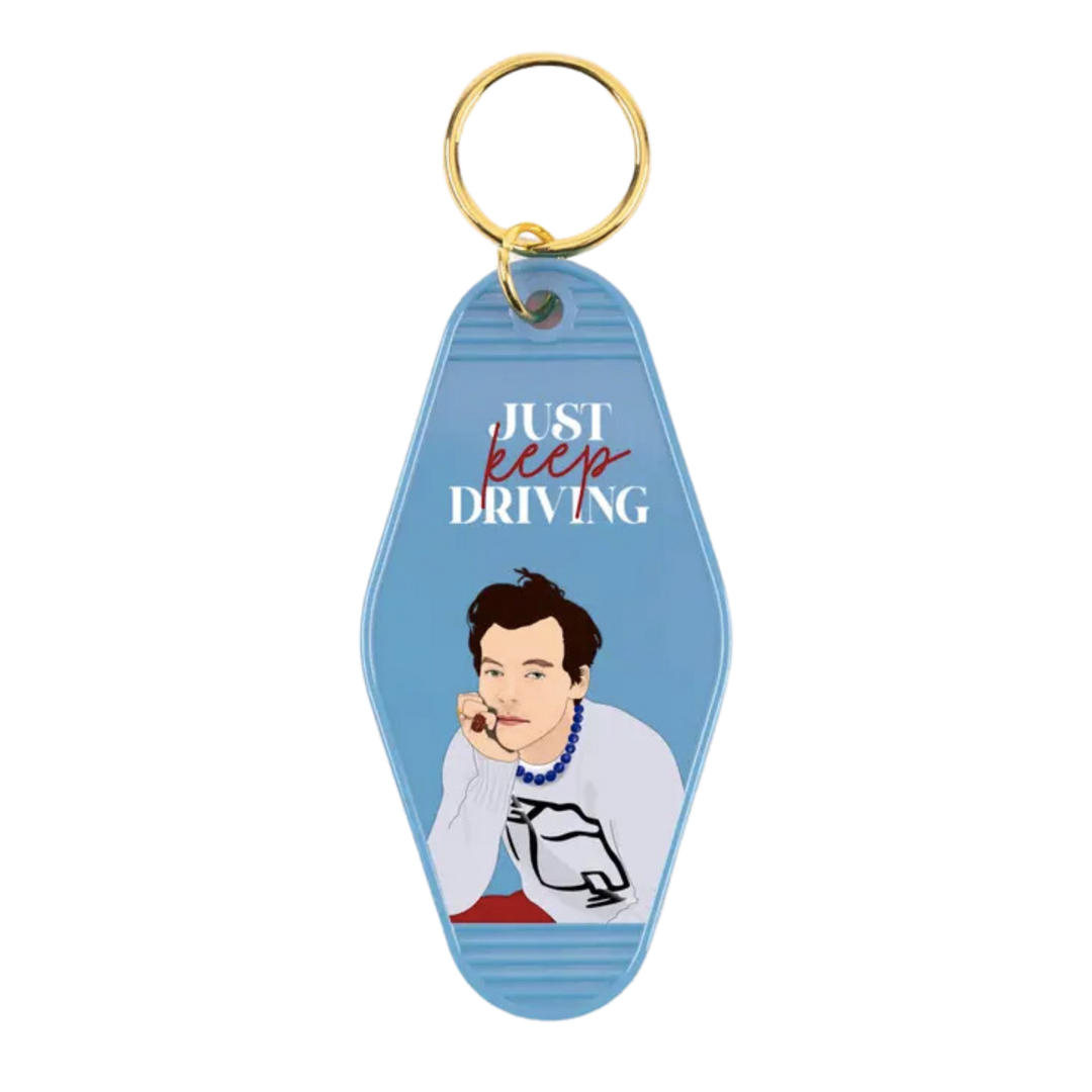 Harry Styles Just Keep Driving Motel Keychain