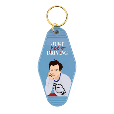 Harry Styles Just Keep Driving Motel Keychain